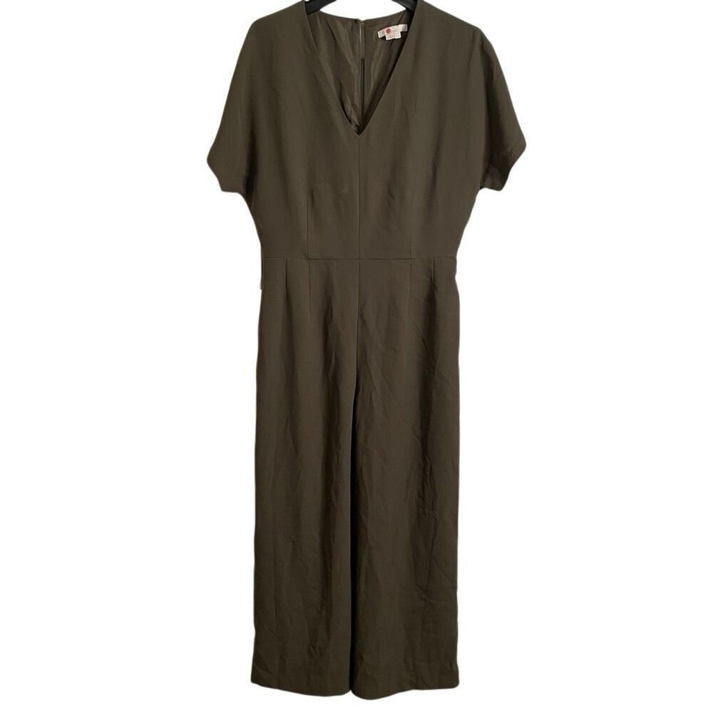 Boden Womens Romilly Jumpsuit 10T Olive Drop Crotch Wide Leg Cropped Capsule